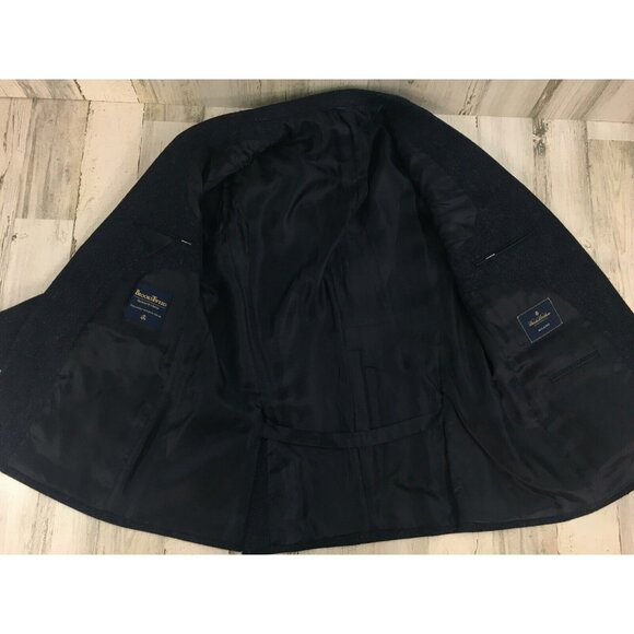 Brooks Brothers Tweed Shetland Cheviot UK Milano Navy Wool 2 Btn Blazer 46R - Picture 10 of 16